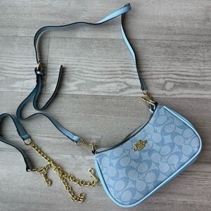 Coach Light Blue Signature Jacquard Crossbody Bag